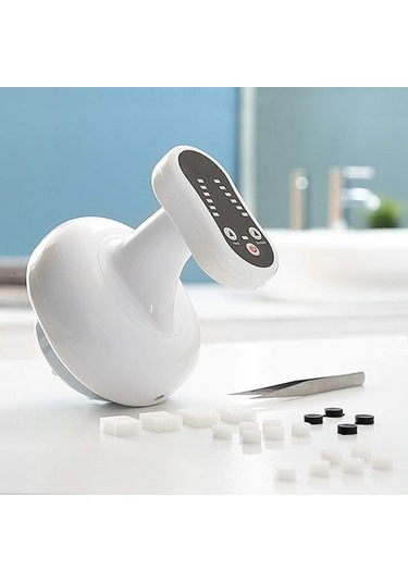 Jewval Şarjlı Hacamat Vakumlu Isılı Selülit Sırt Vücut Masaj Gua Shua Yağ Yakma Beyaz