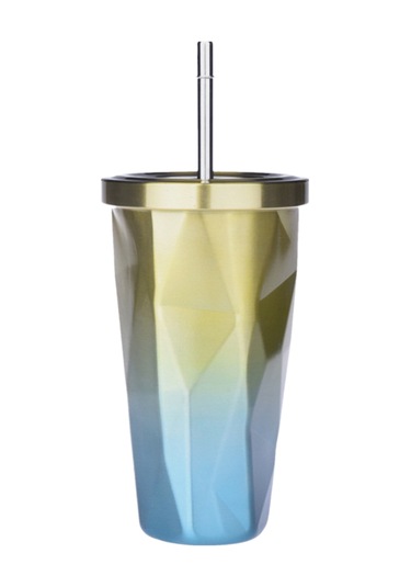 Tenfowee Çift Katmanlı Paslanmaz Çelik Seyahat Termosu - 500ml, 6 Saat Sıcak Tutma, Sızdırmaz Kapak, Taşınabilir Sarı&mavi