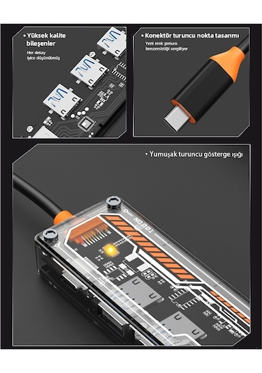 Ally 6in1 Type-c Usb3.0/2.0+pd 100w+hdmı+vga+3.5mm Çoğaltıcı Hub