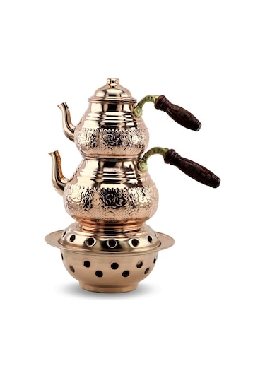 Baskı Bakır Çaydanlık 2,8 Lt Ve Sac Isıtıcı