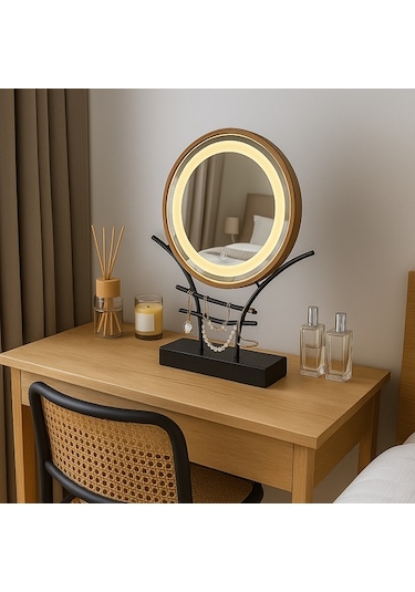 40x40 Cm Led Işıklı Makyaj Aynası Touch Sensörlü, Dimmer Özellikli Günışıği 3000k Sarı