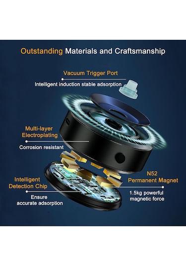 Gajeena Araç İçin Çift Yönlü Vakum Emici Telefon Tutucu - 360 Derece Döner, Zinc Alloy+abs, Siyah X8q - Güvenli Sürüüş İçin Elini Serbest Bırak