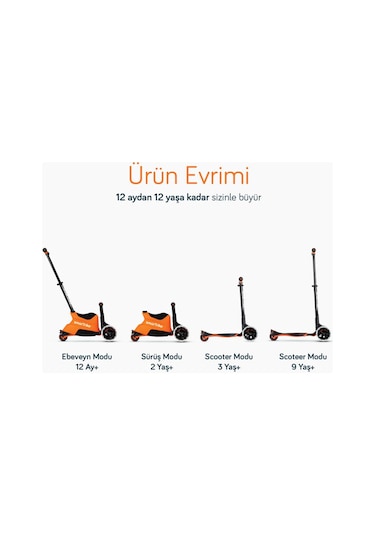 Smartrike Xtend Büyüyebilen Ride On Scooter Turuncu Çok Renkli
