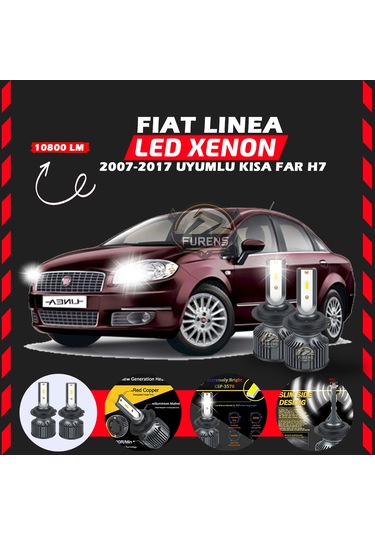 Fiat Linea 2007-2017 Kısa Far Uyumlu Şimşek Etkili Led Xenon Premium Series H7