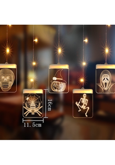 Sones Led Cadılar Bayramı Işık Dizisi Maskeli Parti Dekorasyon Lambası Sıcak Beyaz Işık