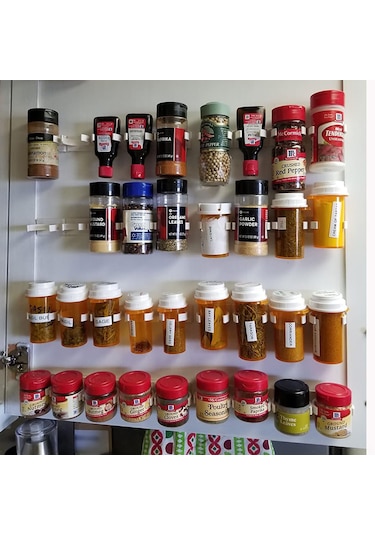 Yaleker Pratik Mutfak Düzenleyici - 4'lü Baharat Şişesi Askılığı, Kolay Montaj Beyaz