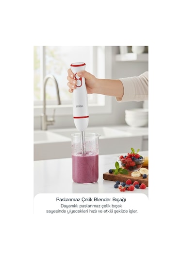 Sinbo SHB-7514 400 W Paslanmaz Çelik Bıçaklı El Blenderı