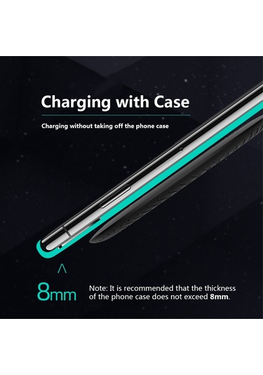 Q18 Yuvarlak Şekil Kablosuz Şarj Cihazı 15w Hızlı Şarj Masaüstü Şarj Pedi - Siyah Siyah