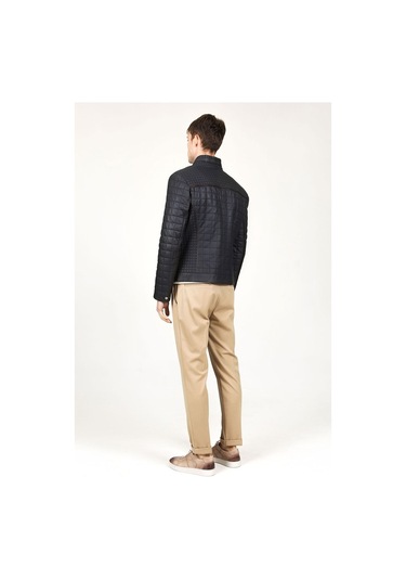 Dericlub E-1203 Gummy Gerçek Deri Erkek Kaban-Lacivert