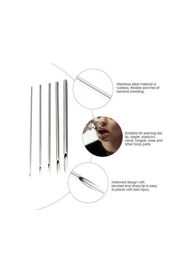 5 Adet Steril Delme İğneleri Paslanmaz Çelik Diş Açma Takı İçin Keskin Bir Kerelik Delme İğneleri A Çok Renkli