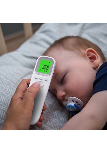 Qingmipy 1.3 İnç Lcd Dokunmasız Alın Termometresi, Taşınabilir El Tipi Vücut Ve Yüzey Sıcaklık Ölçer, 32 Hafızalı, Bebek Ve Yetişkinler İçin