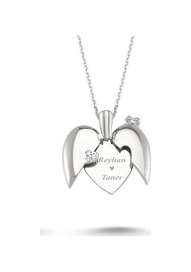 Kalbimdeki Sır Isim Yazılı Kalp Gümüş Kolye Isimli Wsn150