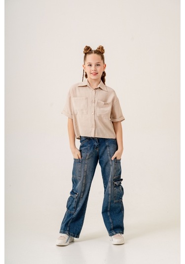 Kız Çocuk Duble Kol Gömlek 3169 Bej