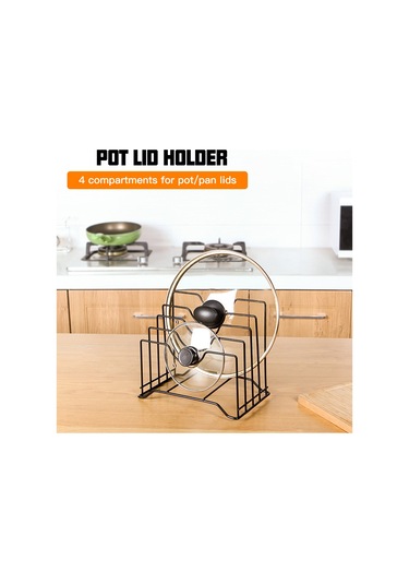 Ximistore9 Demir Mutfak Organizer: Tencere Kapağı, Kesme Tahtası Ve Tabakları Saklamak İçin Çok Fonksiyonlu, Deliksiz Konfigürasyonlu Sıralayıcı Siyah