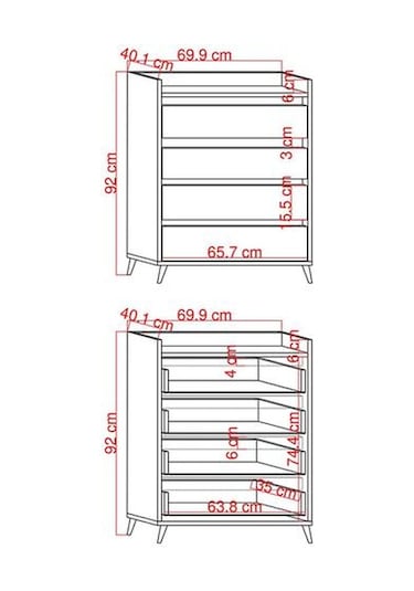 Just Home Verona 4 Çekmeceli Şifonyer - Safir Meşe / Beyaz Safir Meşe / Beyaz