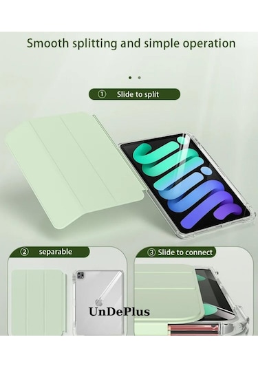 iPad Uyumlu Pro 11 İnç M4 2024 Kılıf Kalem Bölmeli Akrilik Şeffaf Ayrılabilir Case A2836 A2837 A3006