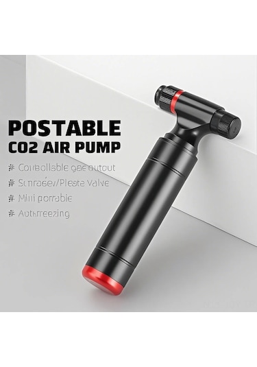Youmex Bisiklet Co2 Şişirici - Presta/schrader Valfler İçin, Basınç Ölçerli, Hızlı Şişirme, Portatif Alüminyum Siyah, Gaz Silindiri Yok