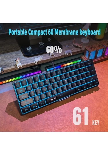 Techbloom V700+a869 White 61 Tuş Rgb Aydınlatmalı Mini Kablolu Oyun Klavyesi Ve Ergonomik Fare Seti Ofis Ve Oyun Kullanımı İçin Diğer