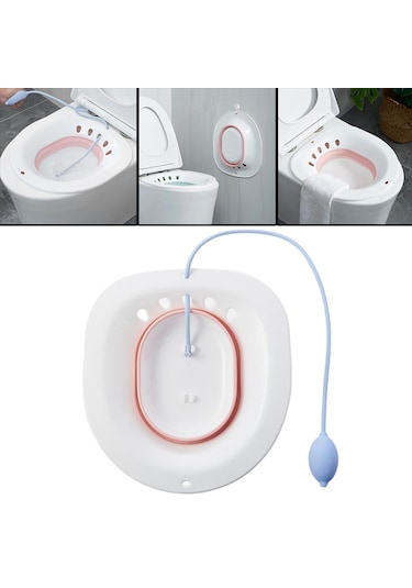 Suntek Sitz Banyo Yıkama Kalça Havzası Katlanır Portatif Bide Pembe+sifon