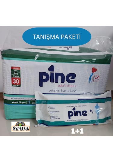 Pine Tanışma Paketi Belbantlı Hasta Bezi Medium 30 Adet + Pine Perine Havlu 50 Yaprak M