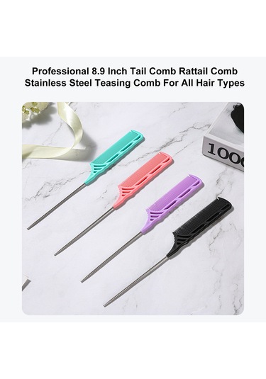 Moveevo 1 Adet Profesyonel 8.9 İnç Kuyruk Tarağı Rattail Tarak Paslanmaz Çelik Pintail Anti Statik Ve Isıya Dayanıklı Alaycı