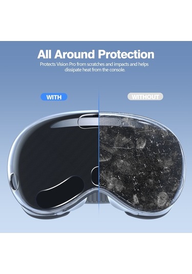 Pazly Vision Pro Kılıf İçin Cilt Dostu Tpu Kapak Koruyucu Kabuk Vr Aksesuarları - Şeffaf Siyah Şeffaf Siyah