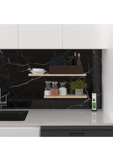 Modern Organizer Düzenleyici Dekoratif 2'li Kitaplık Banyo Mutfak Duvar Rafı Meşe