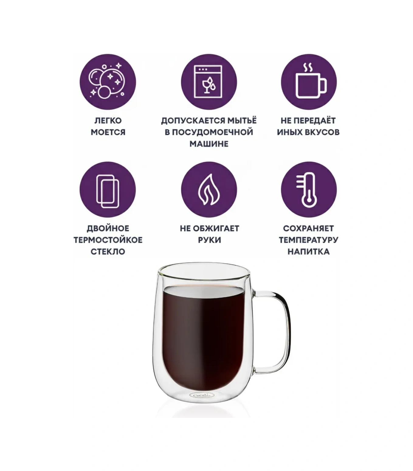 Cnglass Çay Ve Kahve İçin 450 Ml Çift Duvarlı Büyük Kupa 32971167 Beyaz