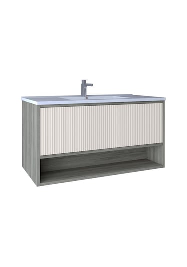 Kobos Elegant 100 Cm Lavabo Dolabı Grey Oak + Vanilya Kb710089 Diğer