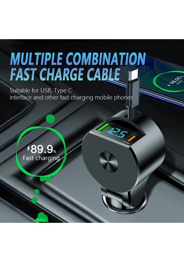 Xuweiwei Siyah Kslmıma 1 Usb 2 Pd Dijital Ekranli Tasinabilir Hizli Sarj Cihazi 12v 36v Uyumlu Cift Cikisli