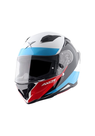 Axor Hunter Turbo Ece 22.06 Kapalı Kask Beyaz - Kırmızı - Mavi