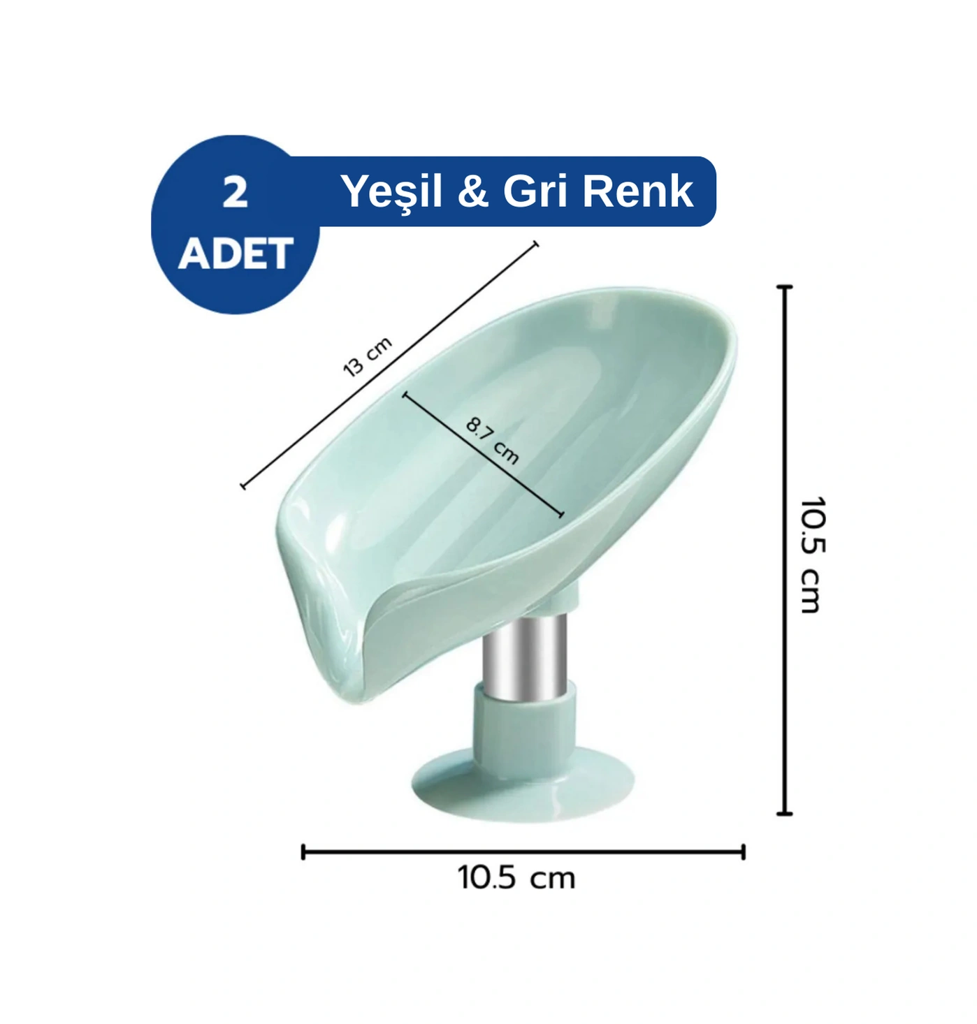 Yeşil Ve Gri Vantuzlu Su Giderli Sabunluk Şık Tasarımlı Su Tutmaz Katı Sabunluk Diğer