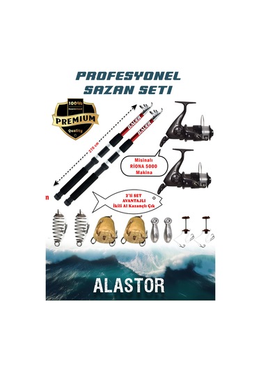Profosyonel 2'li Sazan Olta Takımı 2 Adet Kamış 2 Adet Makine Sazan Olta Seti Makineli
