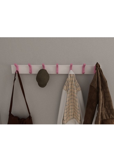 Hepsi3boyutlu Modern Duvar & Kapı Kanca Askılık - 7 Adet Pembe Kanca Askılık - Model No : 2 Pembe