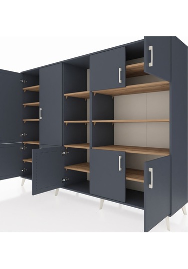 Hyperion Dolap 14 Raflı 9 Kapaklı 220x44x163 Antrasit-antrasit/ça Antrasit-antrasit/çam