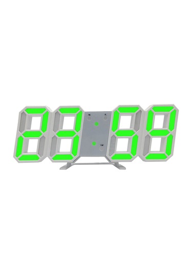 Monyee Beyaz Vücut Yeşil Işık 3d Dijital Duvar/sandık Saati - Led Ekranlı, Sıcaklık Gösteren, İki Seviye Parlaklık Ayarlanabilir Zamanlayıcı Çok Renkli