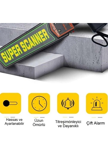 Süper Scanner Metal Dedektör Kolay Kullanım Işıklı Sesli Titreşim