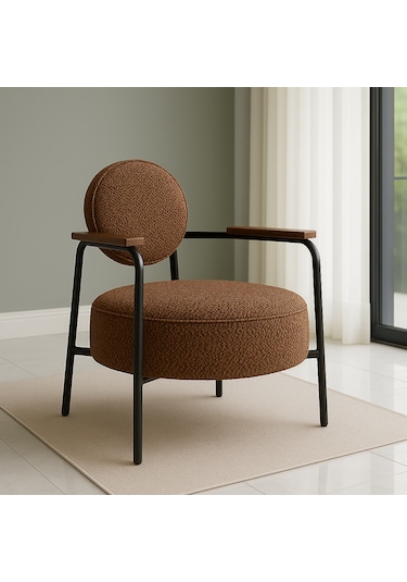 Venüs Berjer - Soft Kumaş - Modern Tekli Koltuk - Kahverengi