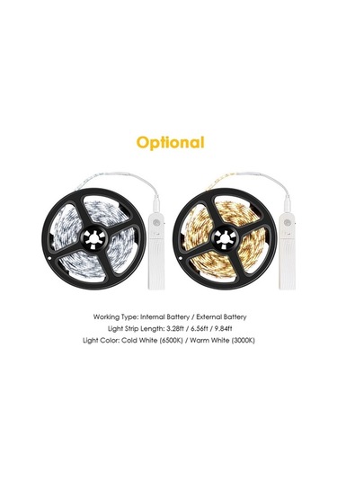 Maoyaya Su Geçirmez Mutfak Led Şerit, 1m Pil Kutusu, Sıcak Beyaz Işık Beyaz