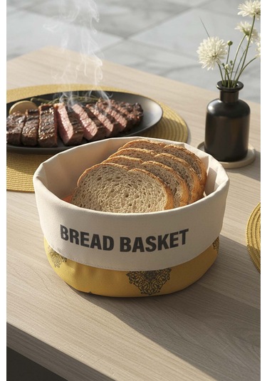 Safran Luxe Keten Ekmek Sepeti Çok Renkli