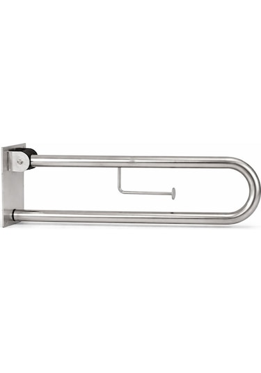 Aqua Bagno Basic Mafsallı Engelli Tutunma Barı Tuvalet Kağıtlıklı Paslanmaz Çelik 35.90.91.01.01 Krom