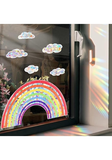 Güneş Yakalayıcı Etiketler Gökkuşağı Bulutu Pencere Etiketleri, 6 Adet Yapışkansız Prizma Vinil Çıkartma Çarpışma Önleyici Pencere Yapışkanları Ev Dekorasyonu Pencere Filmi Cam İçin Çok Renkli Güneş Yakalayıcı Etiketler Gökkuşağı Bulutu Pencere Etiketleri, 6 Adet Yapışkansız Prizma Vinil Çıkartma Çarpışma Önleyici Pencere Yapışkanları Ev Dekorasyonu Pencere Filmi Cam İçin Çok Renkli