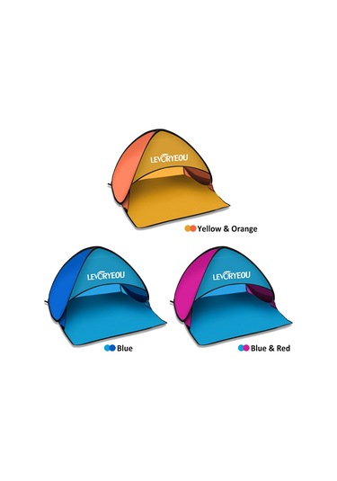 Moveevo Güneş Koruyucu Otomatik Açılır Kumsal Yüz/kafa Tentü, Hızlı Kurulum, Cep Telefonu Bölmesi, Taşınabilir Çanta Sarı-turuncu Çok Renkli