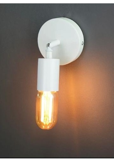Rsylight Retro Beyaz Metal 180 Derece Mafsallı Dekoratif Rustik Aplik Beyaz