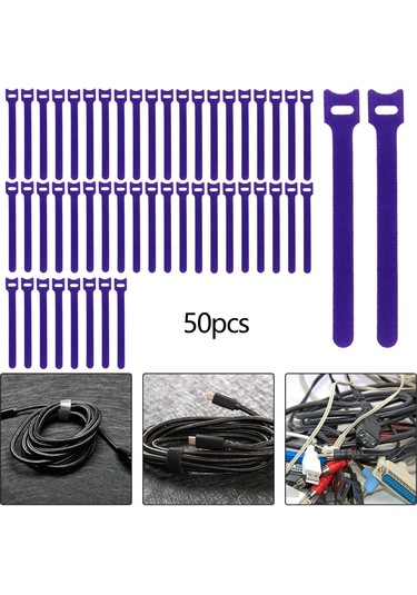 Homyl 50 Parça Serbest Bırakılabilir Kablo Bağları Mor