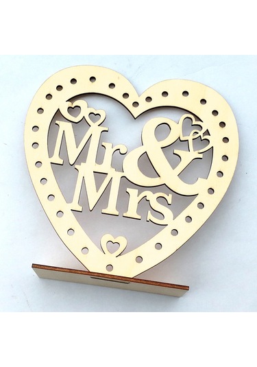 Suofeng Ahşap Ev Dekorasyonu Aşk Formu Mr & Mrs Işıklı Led Mumlu Nikah Özel Heykeli Çok Renkli