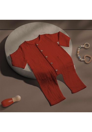 Tiffany Tulum Uzun Kol Çift Kat Müslin Kiremit-9300 Kiremit