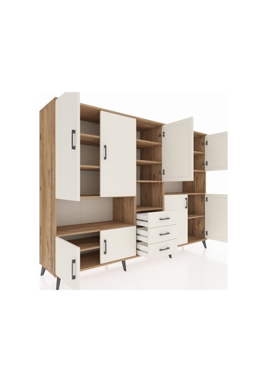 Hyperion Dolap 13 Raflı 3 Çekmeceli 9 Kapaklı 220x44x163 Çam-ayta Çam-aytaşı