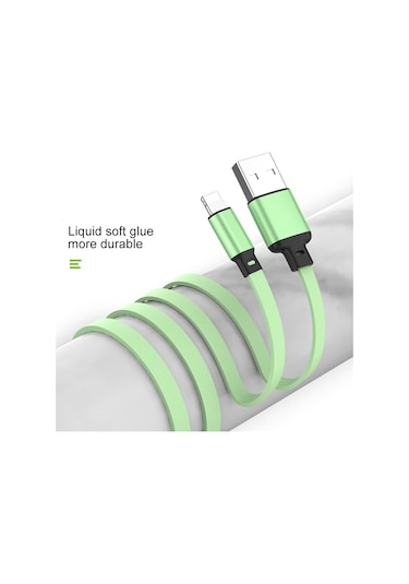 3.5a Sıvı Silikon 3'ü 1 Arada Usb - Usb-c / Type-c 8pin Mikro Usb Geri Çekilebilir Veri Syn Şarj Kablosu Yeşil