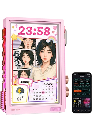 Divoom Times Frame 10.1 Akıllı Kişiselleştirilebilir Dijital Çerçeve, 64gb Pembe